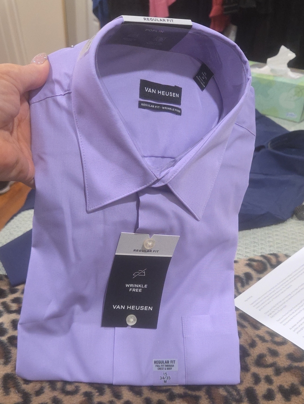 Van Heusen Men's Lavender Regular Fit Dress Shirt
